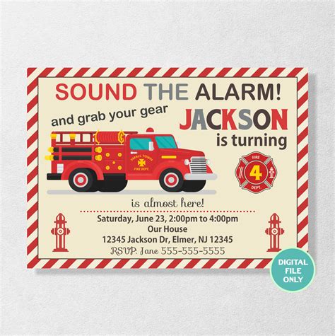 FireTruck Invitation FireTrucks Birthday Invitation Firetr Inspire