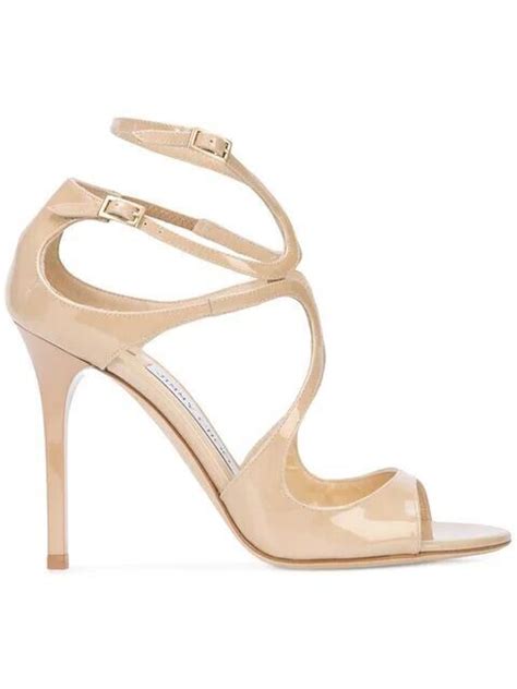 Jimmy Choo Womens Lance 115 Nude Patent Leather Sanda Gem