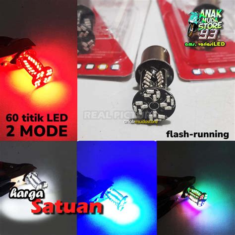 Jual Lampu Rem Stop LED Bayonet 2 Mode Kedip Running 60 Titik LED Motor