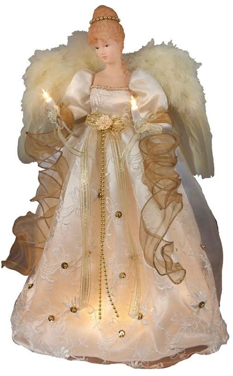 Kurt Adler Ivory Angel Pre Lit Tree Topper Christmas Tree Toppers