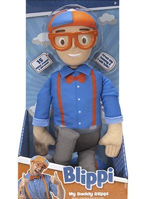 Blippi BLP0013 Bendable Plush Doll, 16” Tall Featuring SFX-Squeeze The Belly to Hear Classic ...