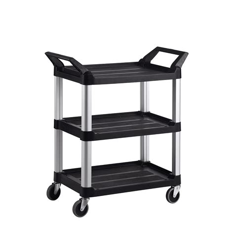 Trust® Commercial 3 Tier Black Small Utility Service Cart Kh