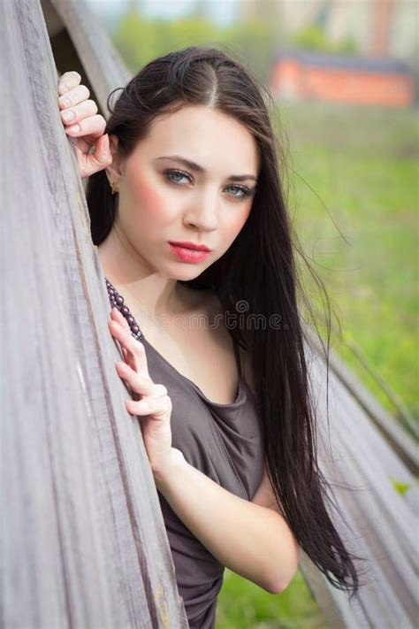 Portrait Of Pretty Brunette Stock Photo Image Of Elegance Cute 39653026