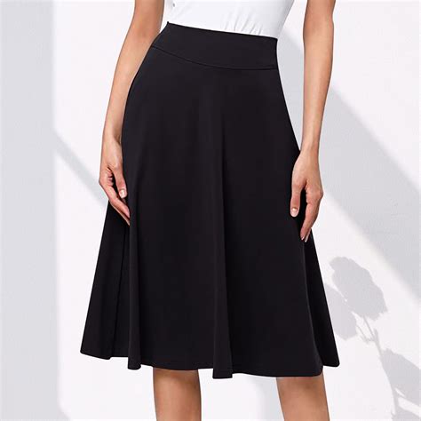 Vsssj Womens A Line Skirts Stretchy High Waist Solid Color Elegant