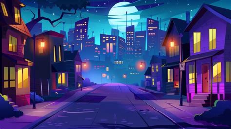 Cartoon Street Night Images Free Download On Freepik