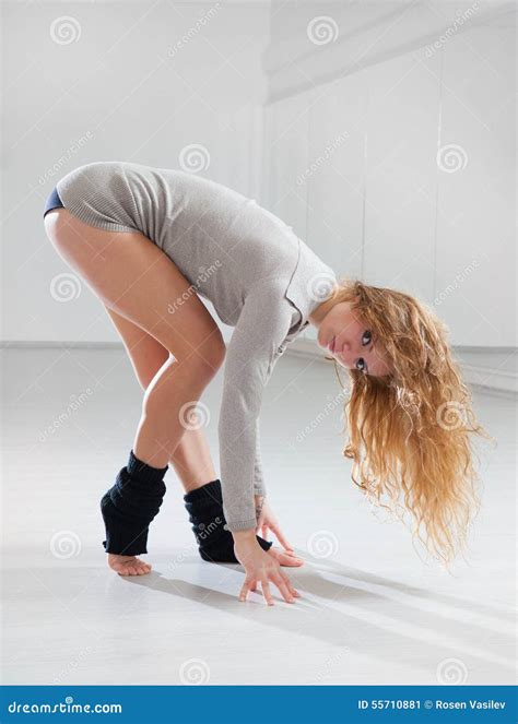 Fit Blonde Woman In Sportswear In Sports Hall Stock Image Image Of