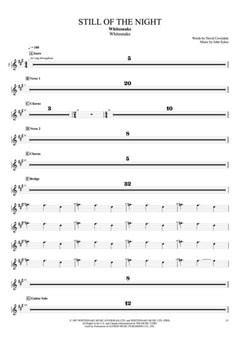 Still Of The Night Tab By Whitesnake Guitar Pro Full Score Mysongbook
