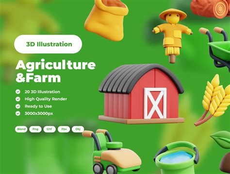 Premium Agriculture And Farm 3d Illustration Pack From Agriculture 3d