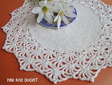 Pink Rose Crochet Place Mat Sousplat Centrinho