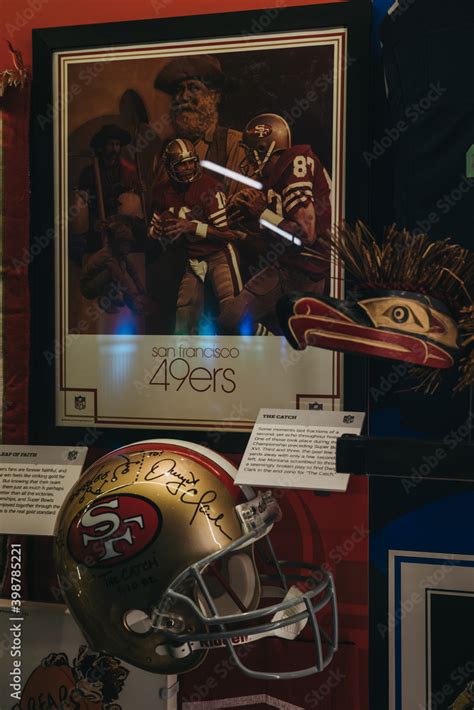 New York, USA - May 28, 2018: 49ers NFL Memorabilia on display in NFL ...