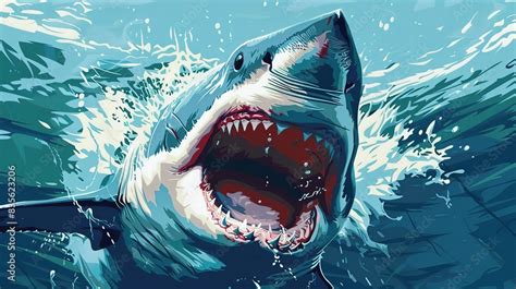 Beautiful Shark Great White Shark Print Beware Of Sharks Banner Shark