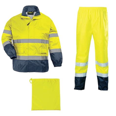 Ensemble de pluie haute visibilité HI WAY jaune fluo marine TM