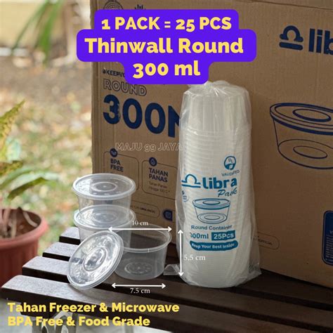 Jual 25 PCS Thinwall Round Bulat 300ml Libra Bening Transparan