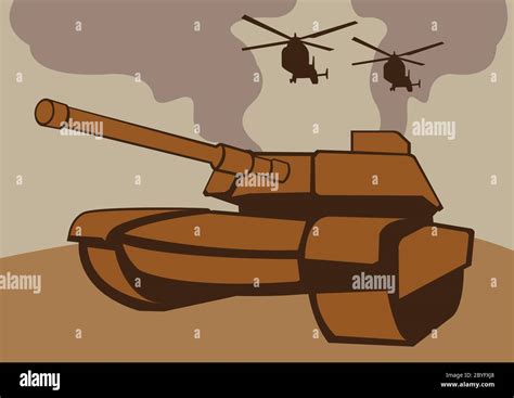 Una Escena De Guerra Con Tanques Y Helic Pteros Ilustraci N Vectorial