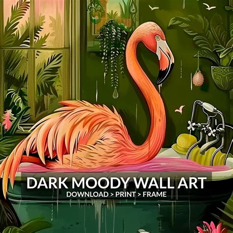 Flamingo Print, Printable Tropical Bathroom Wall Art, Funny Animal ...