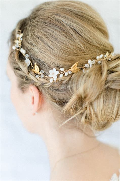 Braut Haarschmuck Zur Hochzeit Haarranke Mit Blumen Bl Tter Etsy