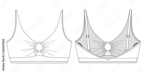 Hand Drawn Woman Bikini Technical Vector Drawing Template Sketch
