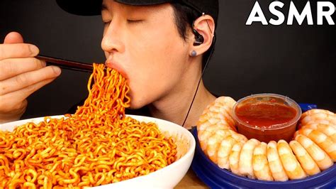 Asmr Spicy Fire Noodles And Shrimp Cocktails Mukbang No Talking Eating