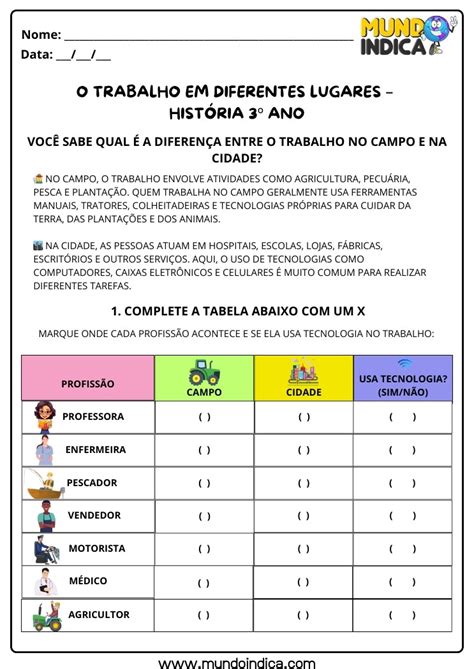 Atividades Sobre Trabalho E Lazer 3o Ano - 20 Atividades de História para o 3º Ano do Ensino Fundamental