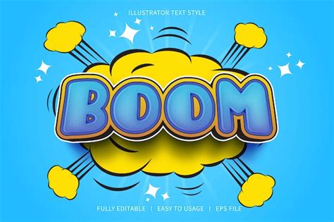 Premium Vector Boom Text Style Font Effect Blue Gradation Orange Yellow