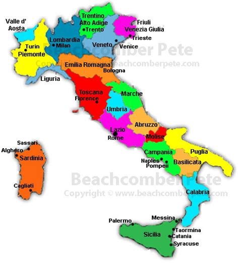 Italy Map Regions And Capitals