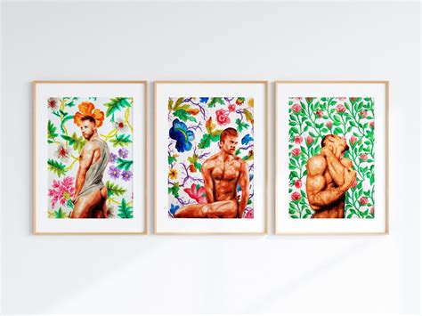 Nude Male With Spring Flowers Gay Wall Art Prints Best Gift For Gay Erotic Prints Queer