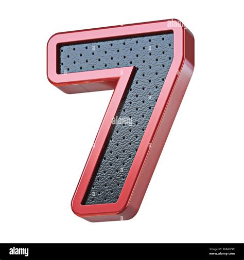 Red Shinny Metal And Black Leather Font Number 7 SEVEN 3D Render