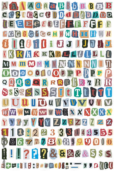 Ransom Letters Collage Cut Out Vector Alphabet Blackmail Ransom