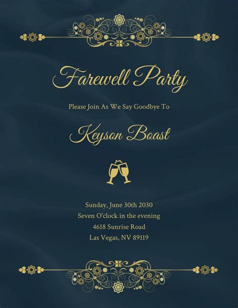 Navy And Gold Modern Elegant Luxury Farewell Party Invitation Venngage