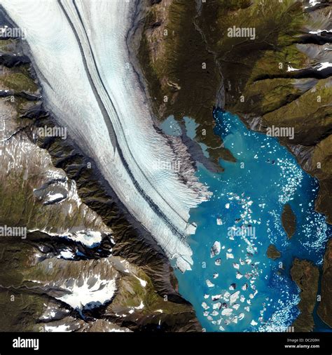 Satellite Image Of The Bear Glacier Gulf Of Alaska Usa Stock Photo