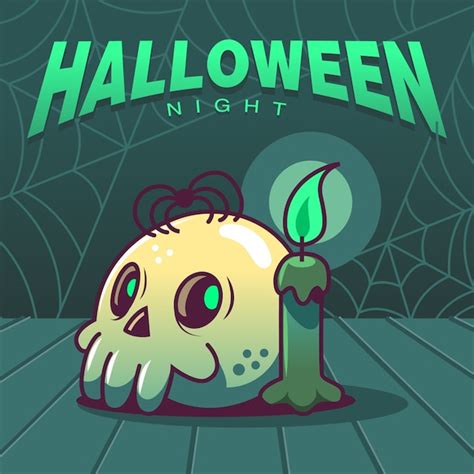 Premium Vector Halloween Night Spooky Skull
