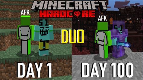 We Survived 100 Days In Hardcore Minecraft AFK Dream Duo Minecraft