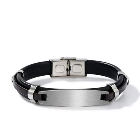 Jeulia Pulsera Para Hombre De Cuero De Acero Inoxidable Dominante