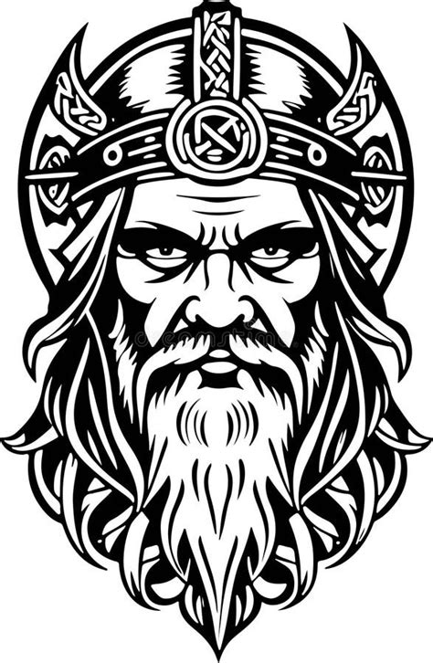 Wonderful Line Art Style Viking Head Vector Graphic Template Suitable