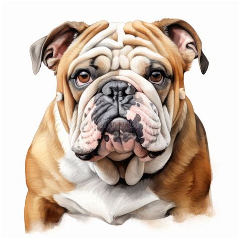 Realistic Bulldog Coloring Page With Distinct Markings Stock