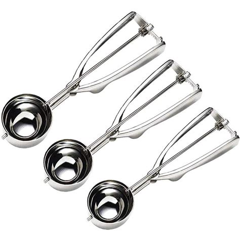 Fuktsysm Ice Cream Scoop Ice Cream Scoop Set 3 Pcs Stainless Steel Ice Cream Scoop Trigger