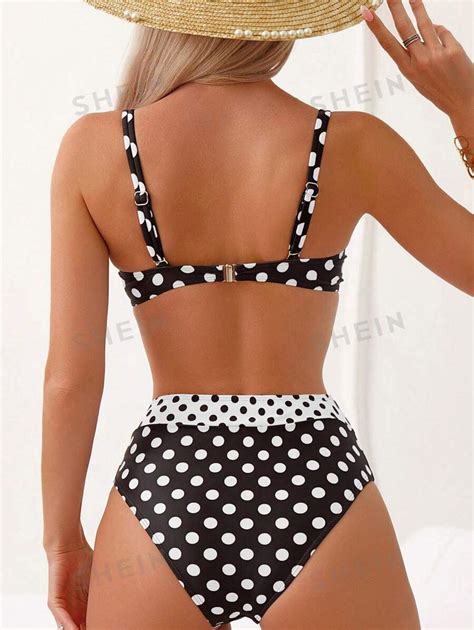 Shein Swim Vcay Polka Dot Print Push Up Bikini Swimsuit Shein Uk