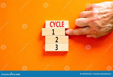Time To Cycle 1 Symbol Concept Word Cycle 1 2 3 On Wooden Block