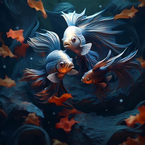 Premium Ai Image Background Illustration Fish Wall 3d