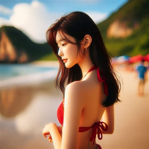 Dreamlike Korean Bikini Portrait In Vibrant Beach Setting AI Art Generator Easy Peasy AI