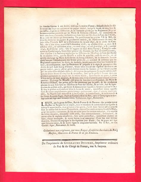 ARREST DU CONSEIL DU ROI QUI Casse Annulle Une Sentence De L