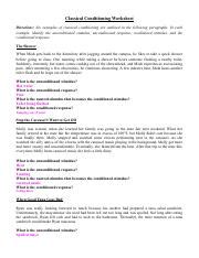 PSY 150 Classical Conditioning Scenarios Worksheet 1 Pdf Classical