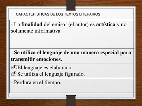 Cuales Son Las Caracteristicas De Los Textos Literarios