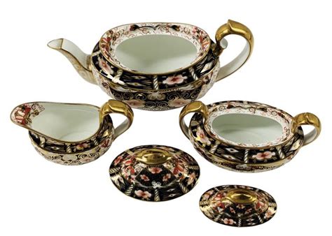 Royal Crown Derby Traditional Imari Pattern Three Piece Tea Set