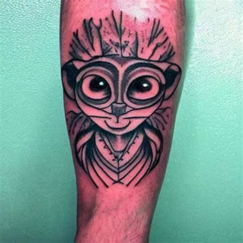 Shoulder Tattoo Of A Cute Bush Baby With Trippy Eyes Stable Diffusion