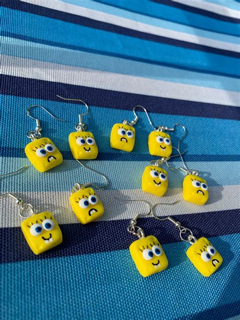 Spongebob Earrings Happy And Sad Etsy