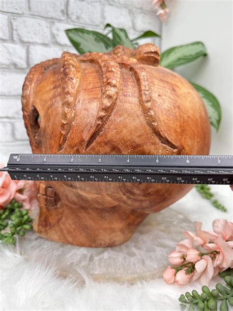 Large Indonesian Wood Skull Carving Home Decor Pieces