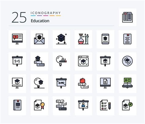 Premium Vector Education Line Filled Icon Pack Including Lab