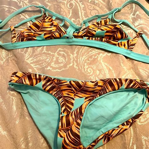 Maaji Tiffany Blue Reversible Bikini Size Small Gem