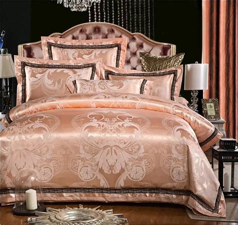 Satin Jacquard Bedding Sets Luxury 4pcs Embroidered Bed Set Silk Cotton